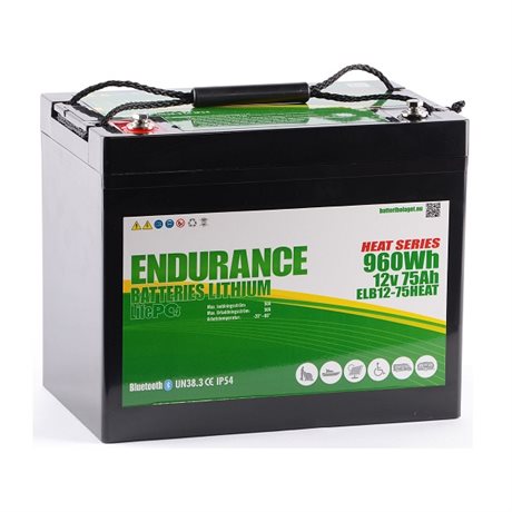 Endurance Litium 12v 75ah Heat & Bluetooth